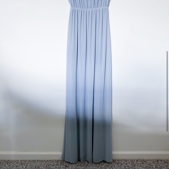 show me your mumu | kendall maxi bridesmaid dress steel blue chiffon small - Picture 5 of 8